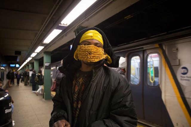 A commuter waiting for one of the noxious gas trains on February 6, 2019